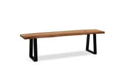 Spisestuebenk Wohnling Massivt tre med metallben trekant landlig stil Svart, Rett, 160 cm