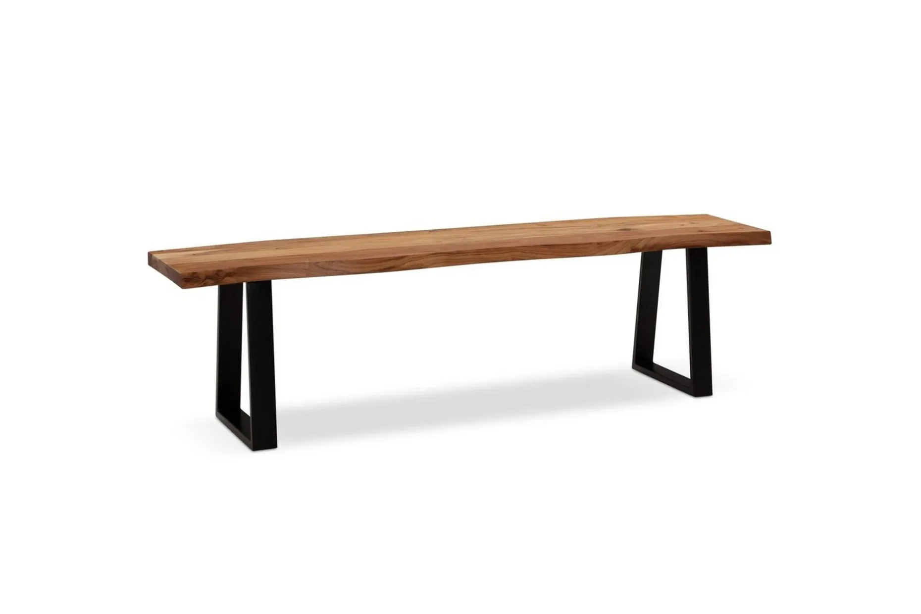 Spisestuebenk Wohnling Massivt tre med metallben trekant landlig stil Svart, Rett, 160 cm