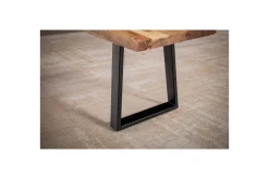 Spisestuebenk Wohnling Massivt tre med metallben trekant landlig stil Svart, Rett, 180 cm