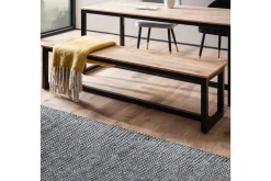 Spisestuebenk Wohnling massivt tre industriell loft stil med metallbein 120 cm