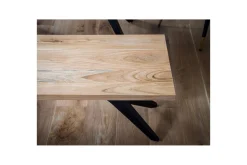 Spisestuebenk Wohnling massivt tre moderne loftstil med metallben 160 cm