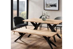 Spisestuebenk Wohnling massivt tre moderne loftstil med metallben 160 cm