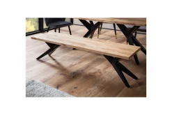 Spisestuebenk Wohnling massivt tre moderne loftstil med metallben 160 cm