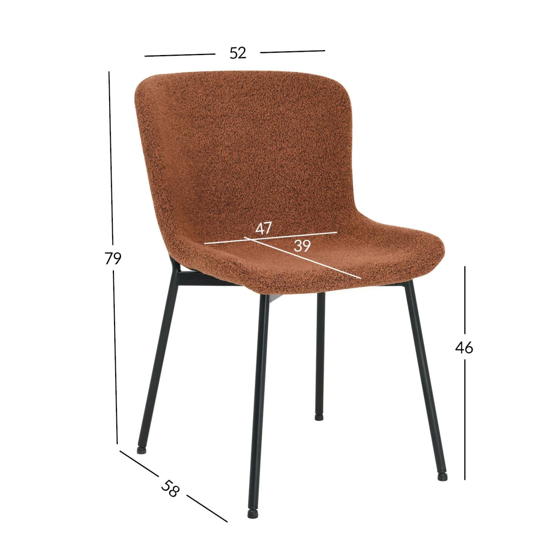 Stol HOME4YOU Manolo Rustbrun bouclé