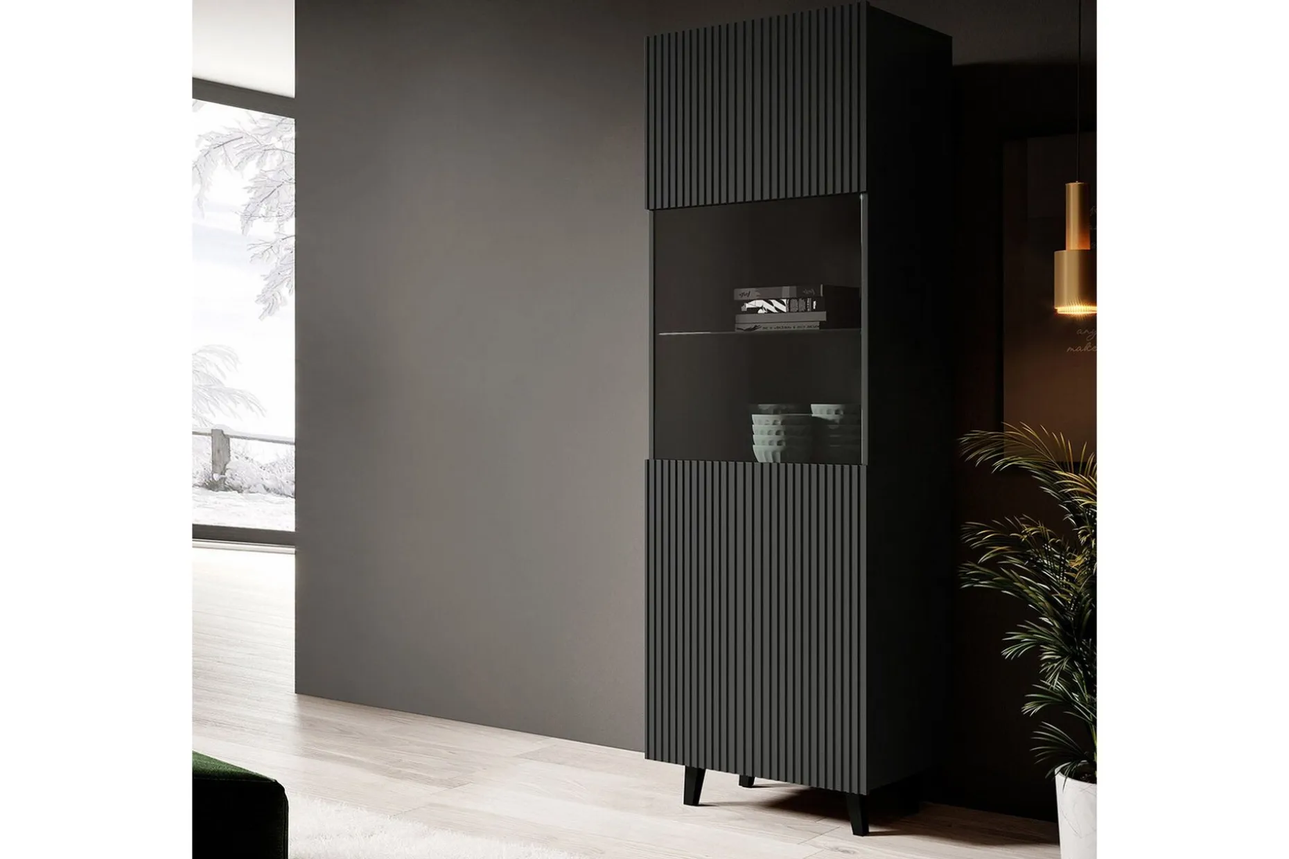Strontian Vitrinskåp 183 cm Scandinavian Choice Anthracite/Black