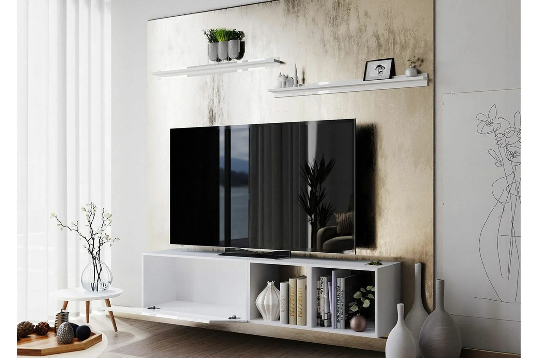 Summerville Möbelset För Vardagsrum White