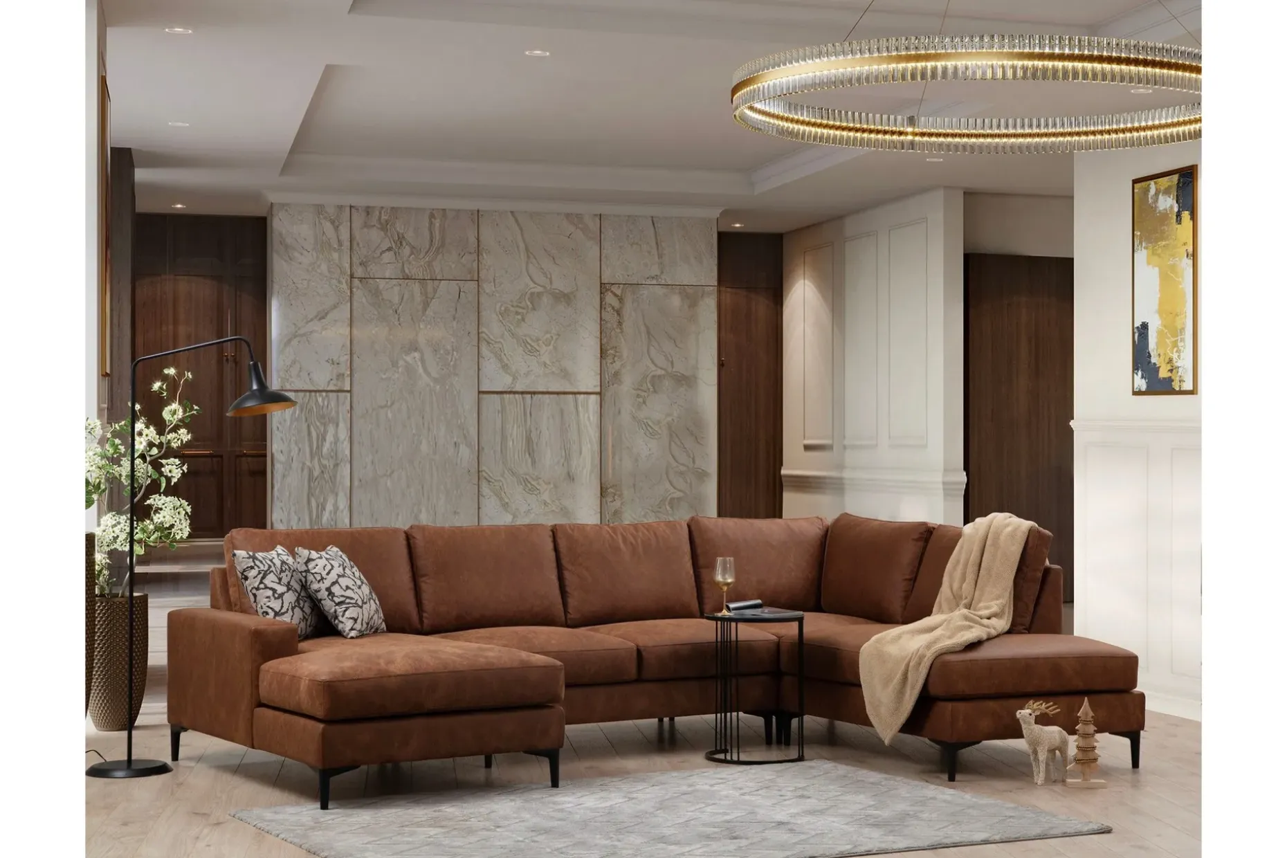 Svanabyn Sofa m. Divan og Sjeselong 4-seter