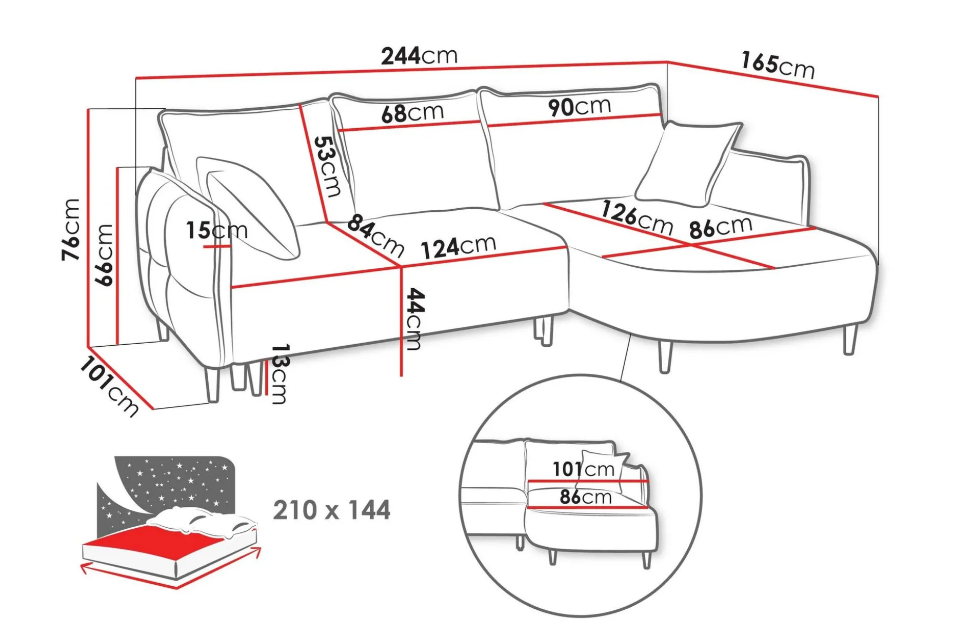 Sycylia Sofa med Divan 3-seter