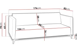 Szafir 3-seter Sofa 82x176 cm