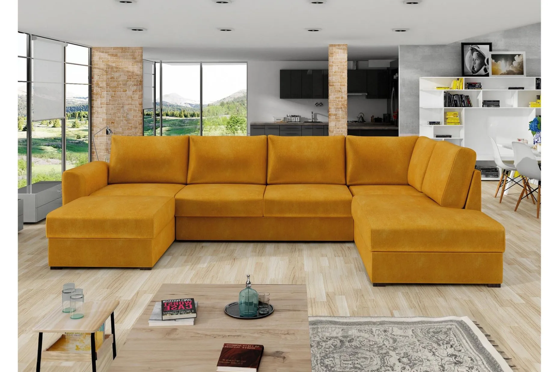 Taberk Sofa med Sjeselong og Divan 4-seter