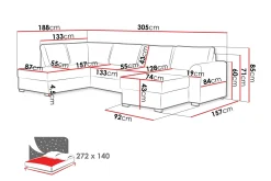Taberk Sofa med Sjeselong og Divan 4-seter