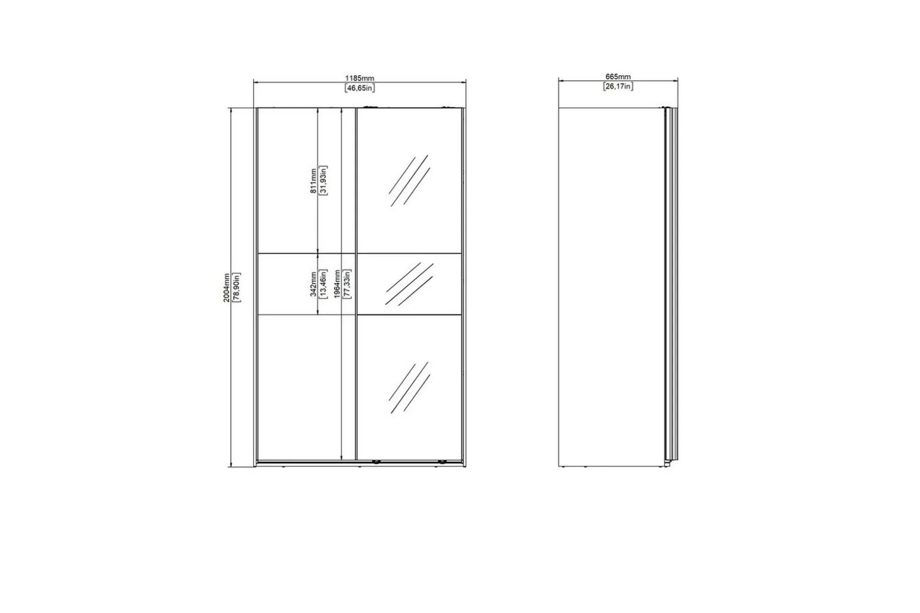 Takeru Garderobe med Speil 119x200 cm