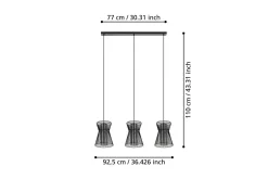 Takpendel Eglo Maseta med 3 Lamper Svart Svart-Transparent