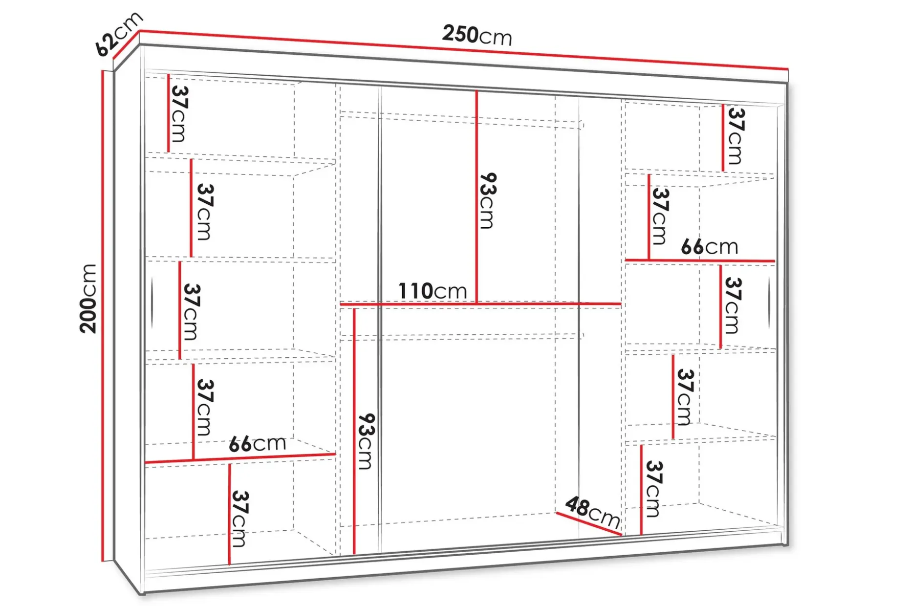 Tallmo Garderobe Med Speil 250x200 cm