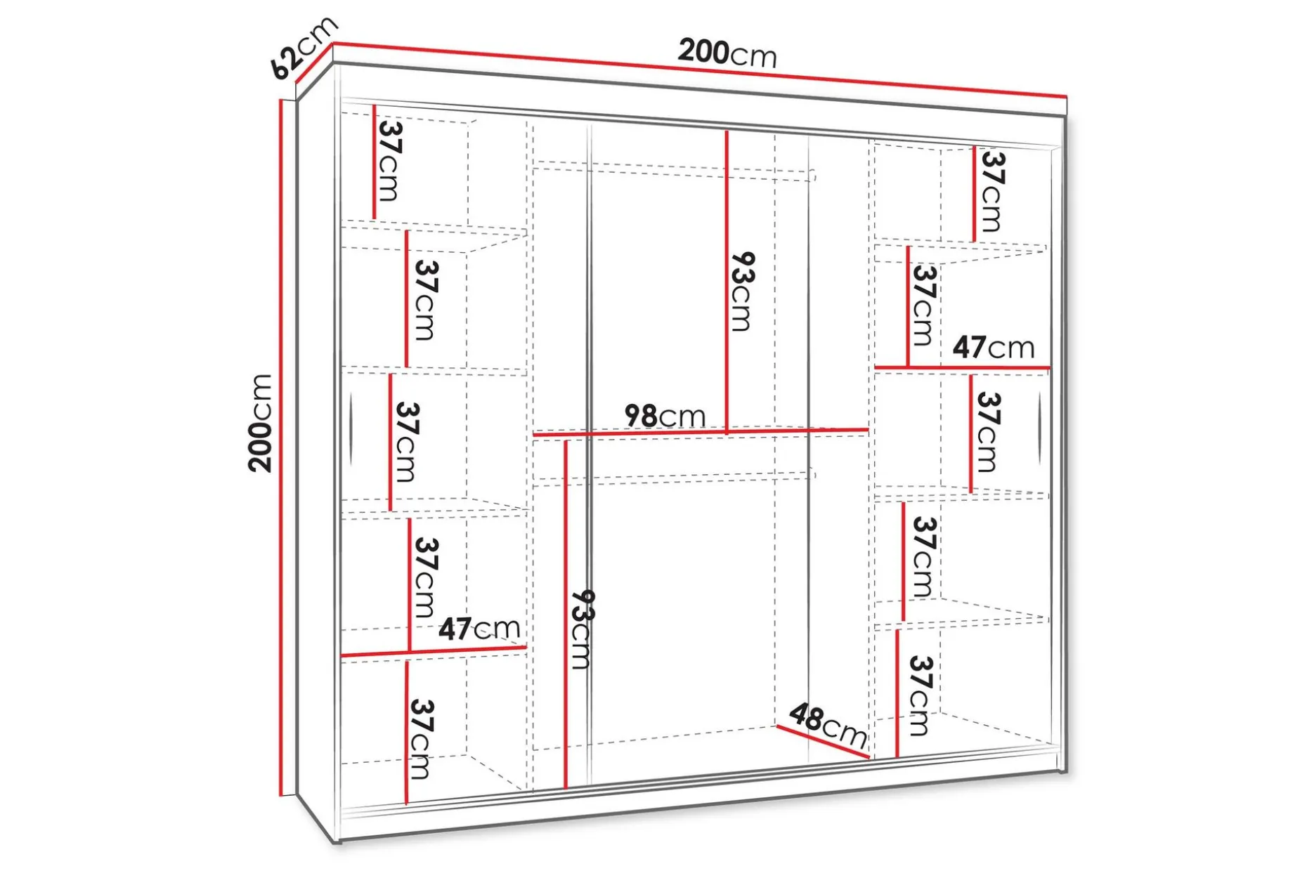 Tallmo Garderobe Med Speil 200x200 cm