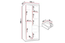 Tallmo Garderobe Med Speil 100x200 cm