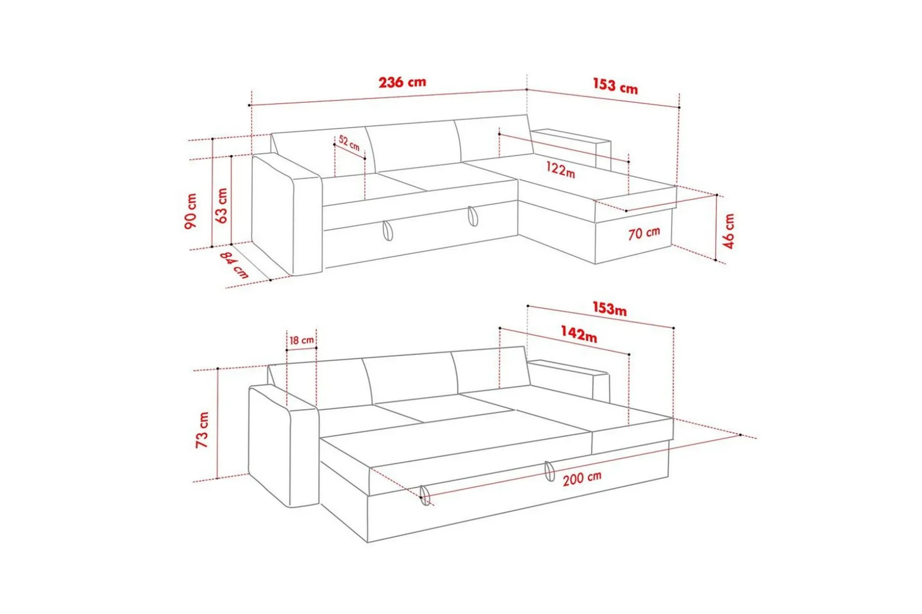 Tareen Sofa med Divan 3-seter