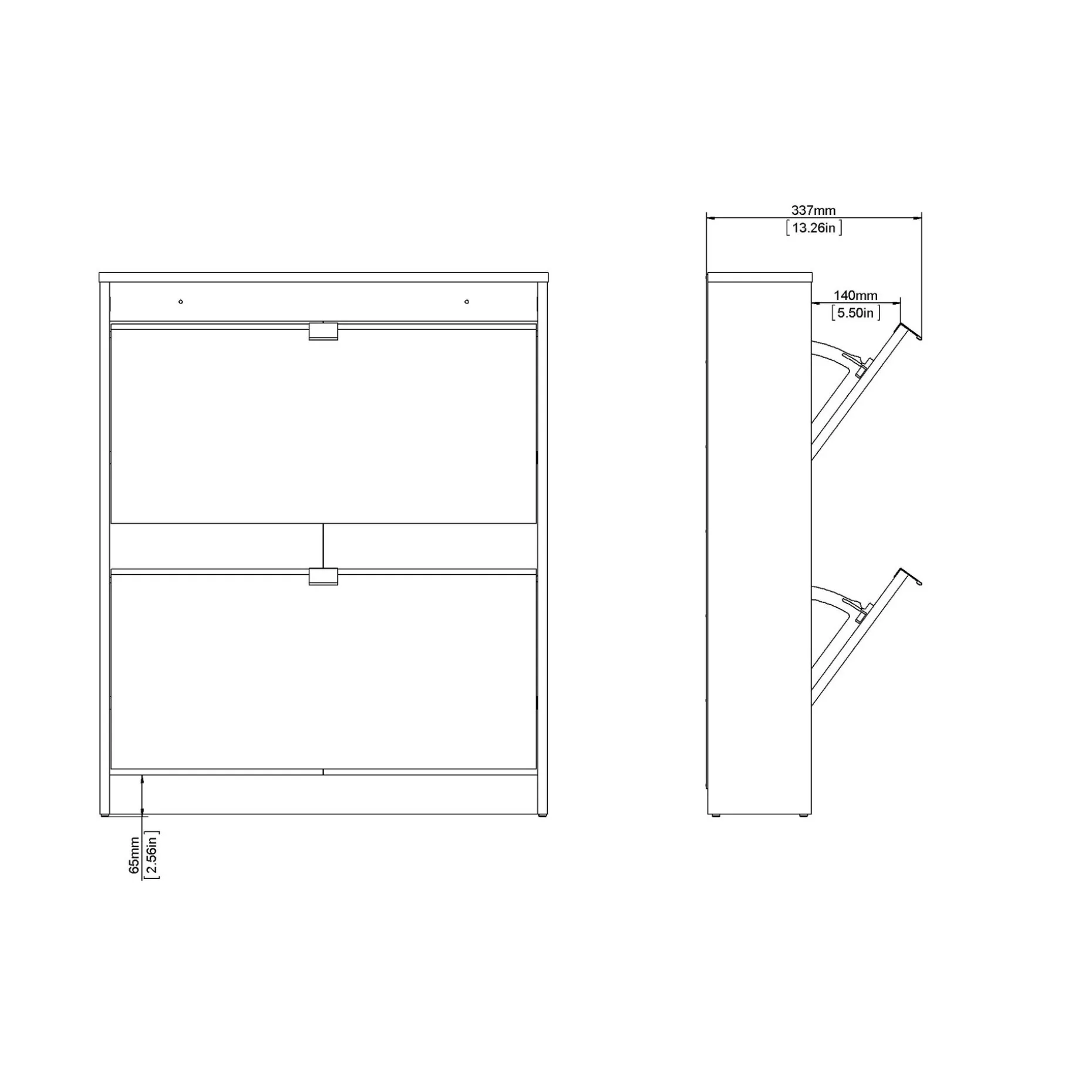 Tenor Skoskap med 2 rom 70x16x85 cm
