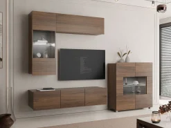 Tessan TV-veggseksjon med LED-belysning