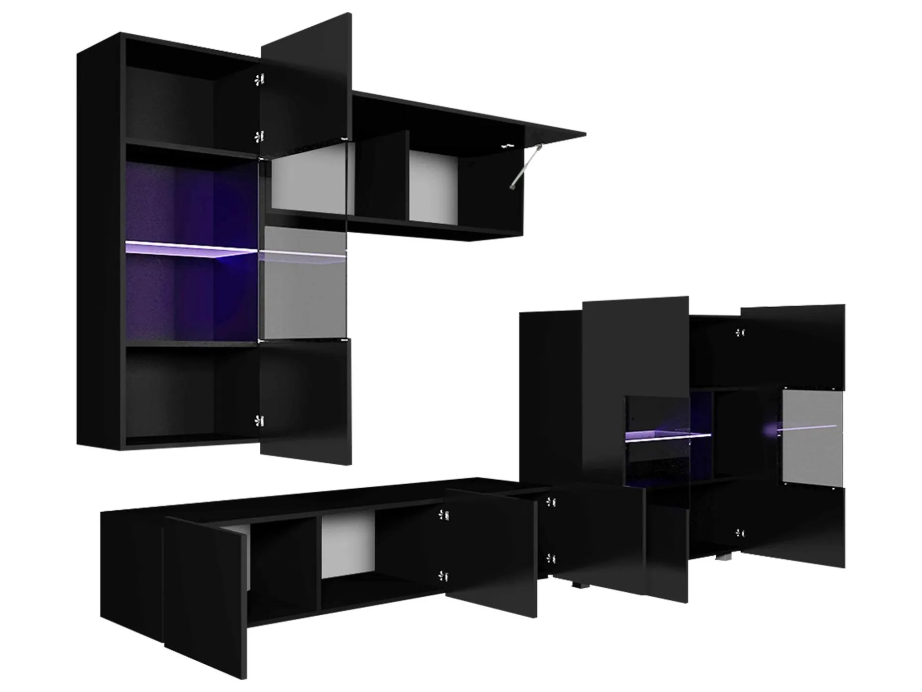 Tessan TV-veggseksjon med LED-belysning