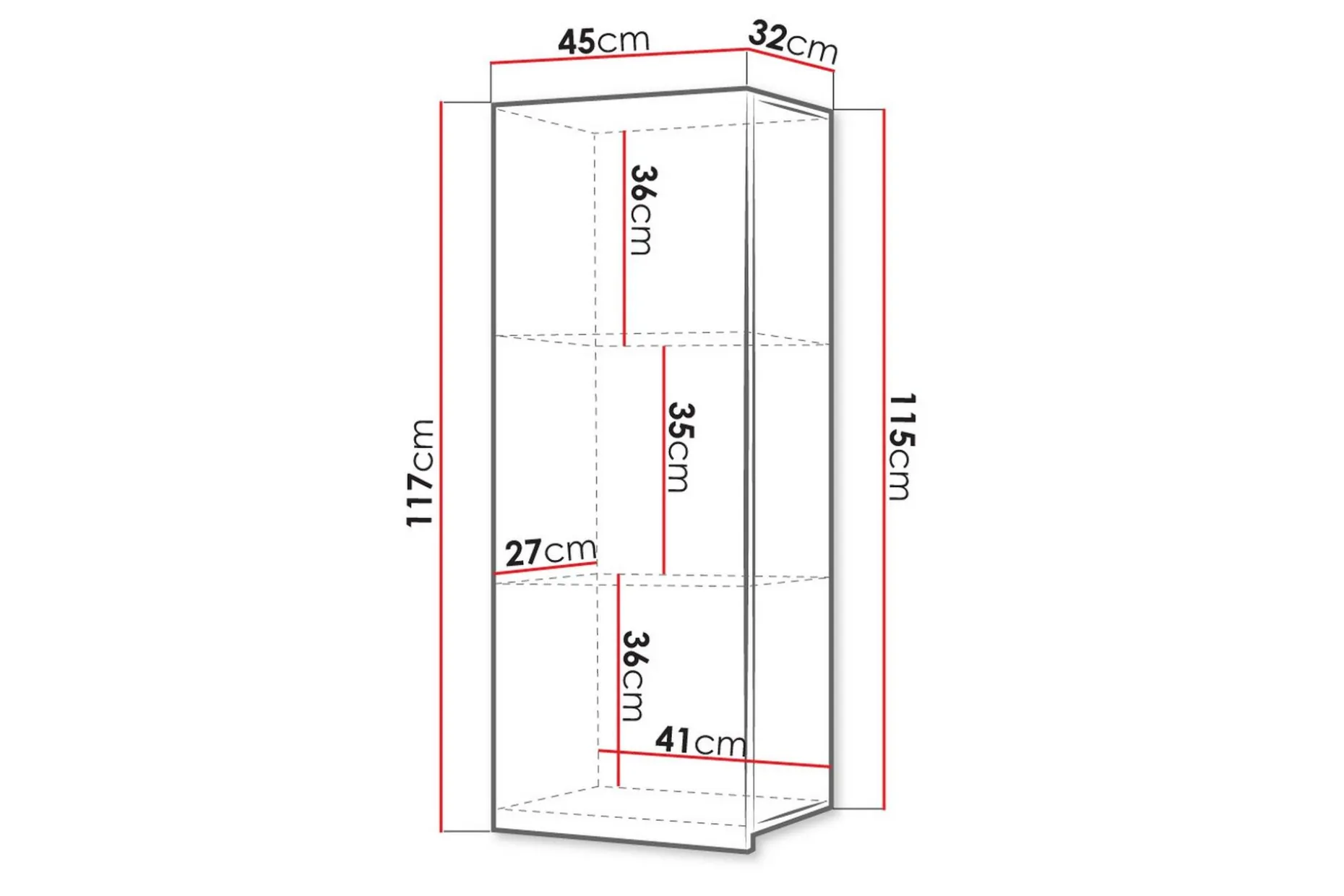 Tessan Veggskap 45 cm Loddrett