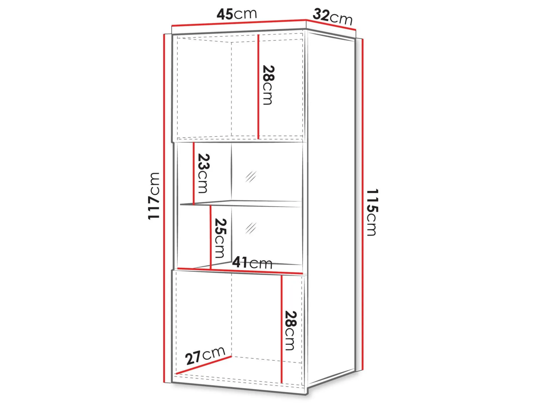 Tessan Vitrineskap 45x117 cm