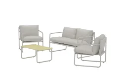 Thassos sofagruppe 2-seters sofa + 2 lenestoler med bord utendørs