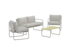 Thassos sofagruppe 2-seters sofa + 2 lenestoler med bord utendørs