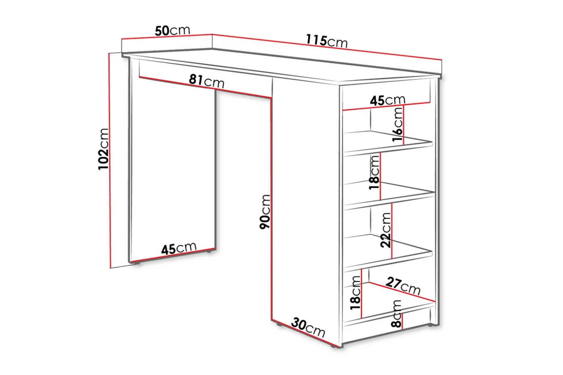 Torvik Barbord 50x115 cm