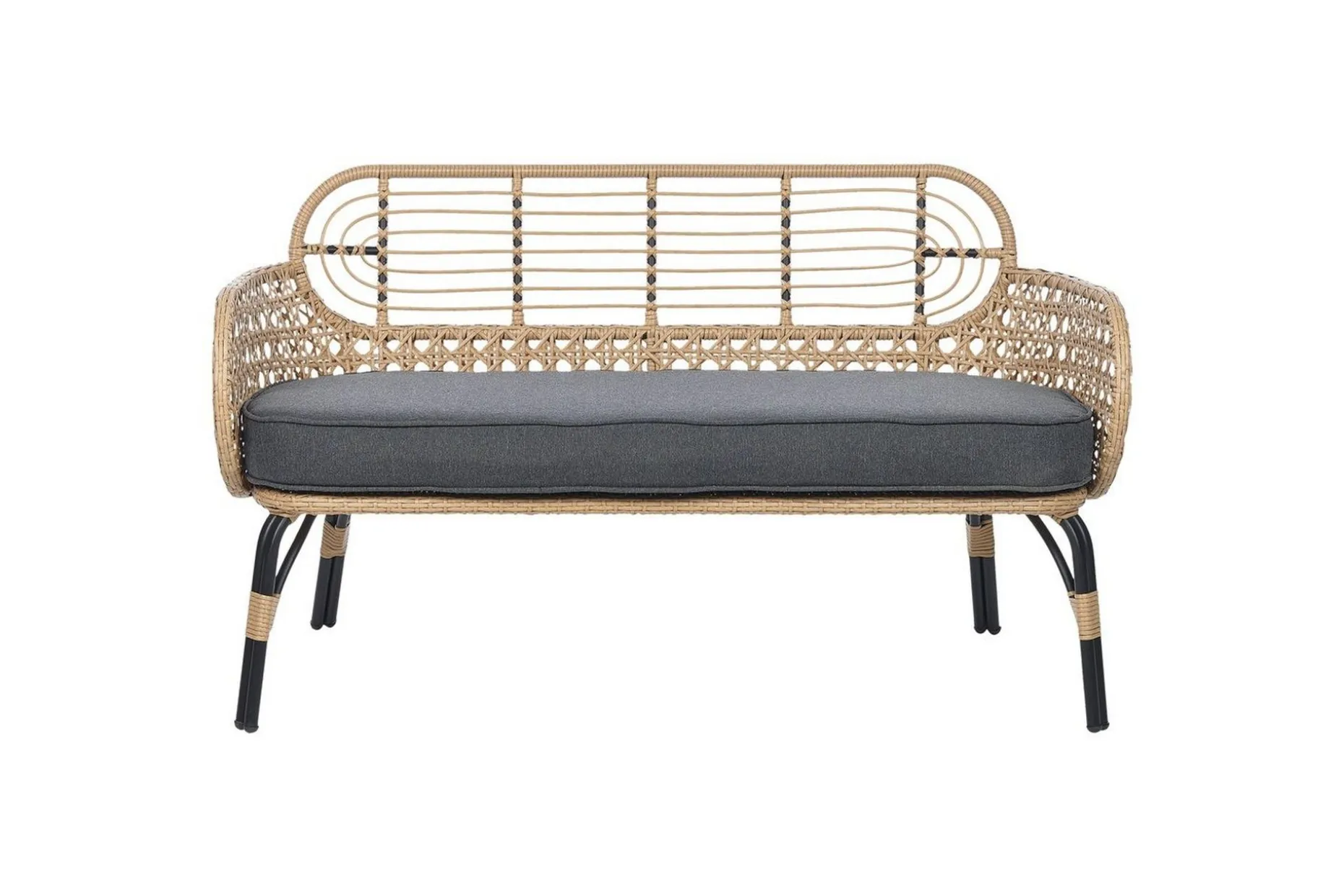 Trädgårdsbänk med dyna Beliani Pratello Natural||Beige||Grey||Black
