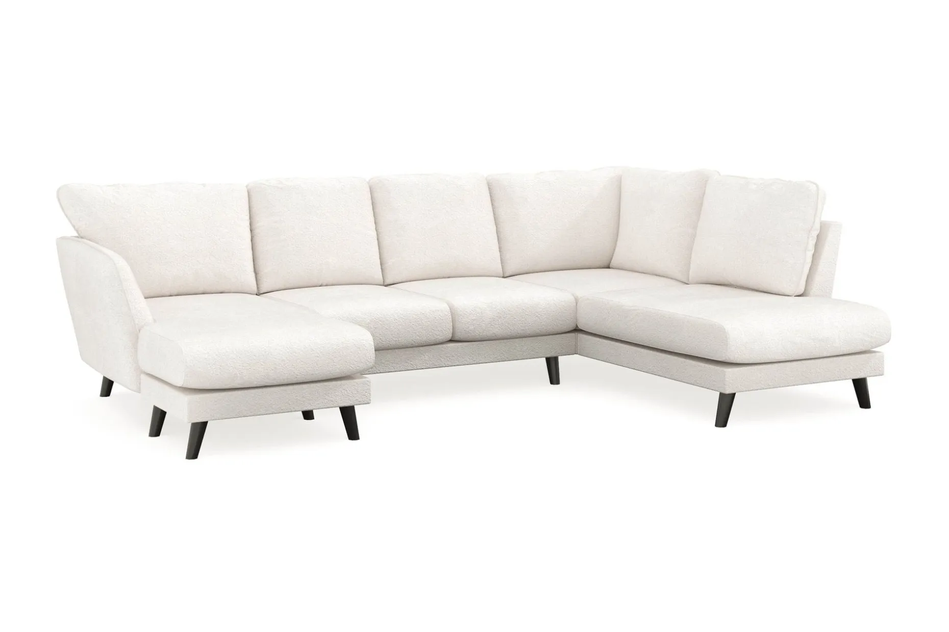 Trend Lyx 4-seters Venstrevendt U-formet Sofa med Divan og Sjeselong i Bouclé