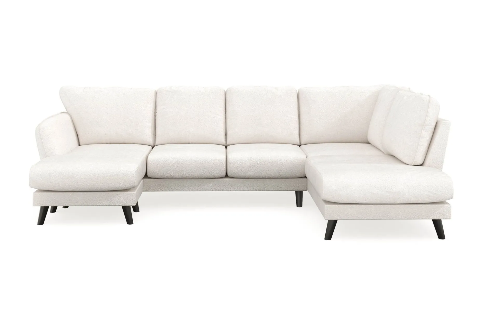 Trend Lyx 4-seters Venstrevendt U-formet Sofa med Divan og Sjeselong i Bouclé
