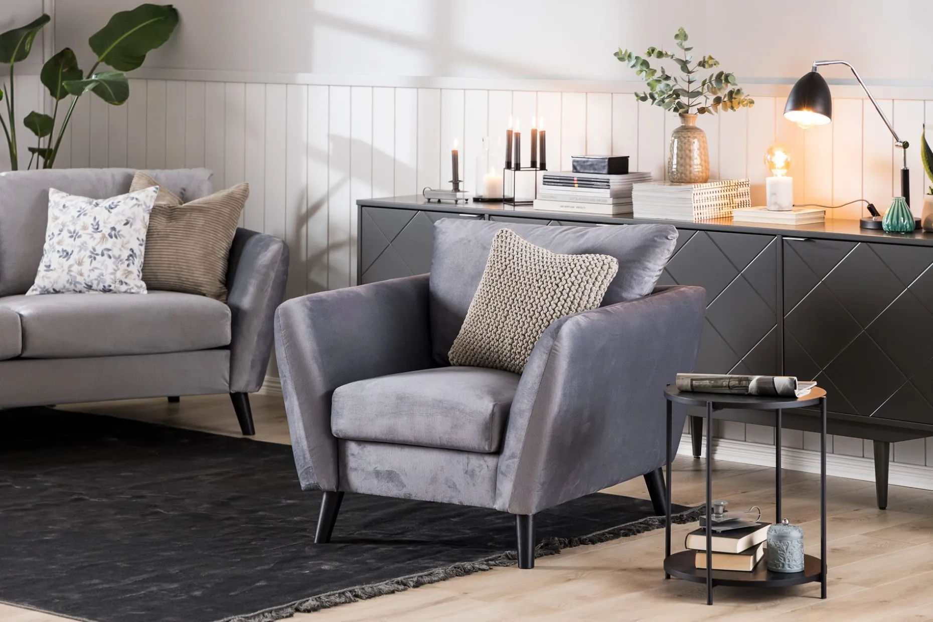 Trend 3-seters Fløyelssofa