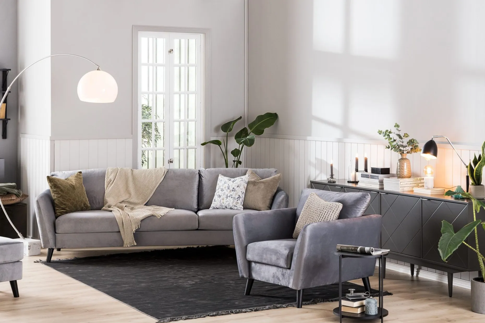 Trend 3-seters Fløyelssofa