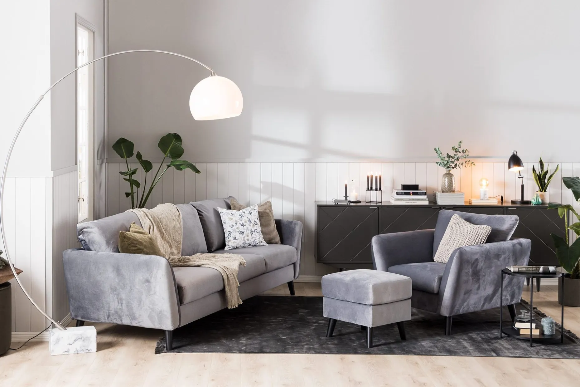 Trend 3-seters Fløyelssofa