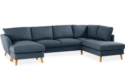 Trend 4-seters Høyrevendt U-formet Sofa med Divan og Sjeselong i Stoff