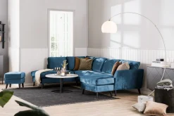 Trend 4-seters Venstrevendt L-formet Sjeselongsofa i Fløyel