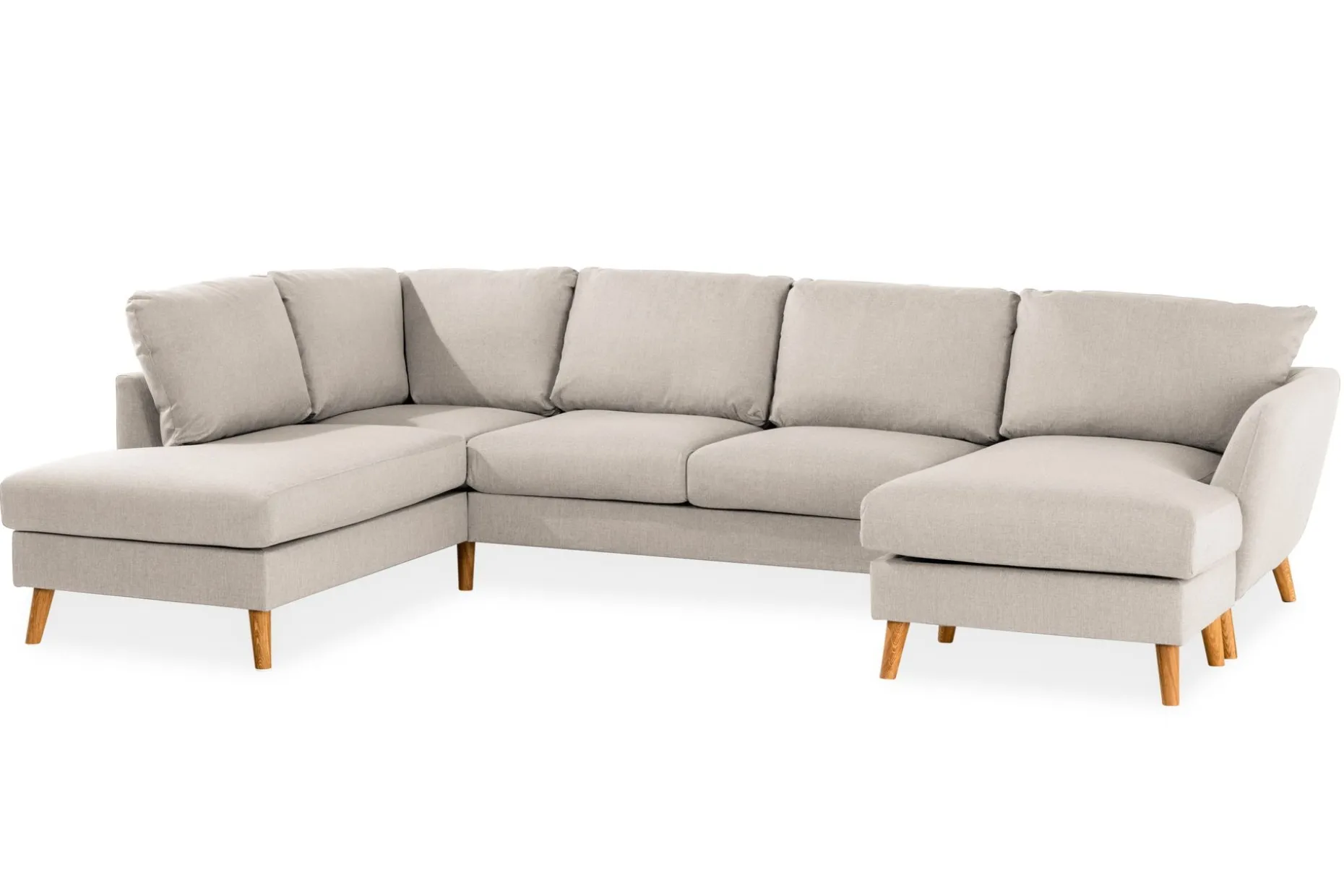 Trend 4-seters Venstrevendt U-formet Sofa med Divan og Sjeselong i Stoff