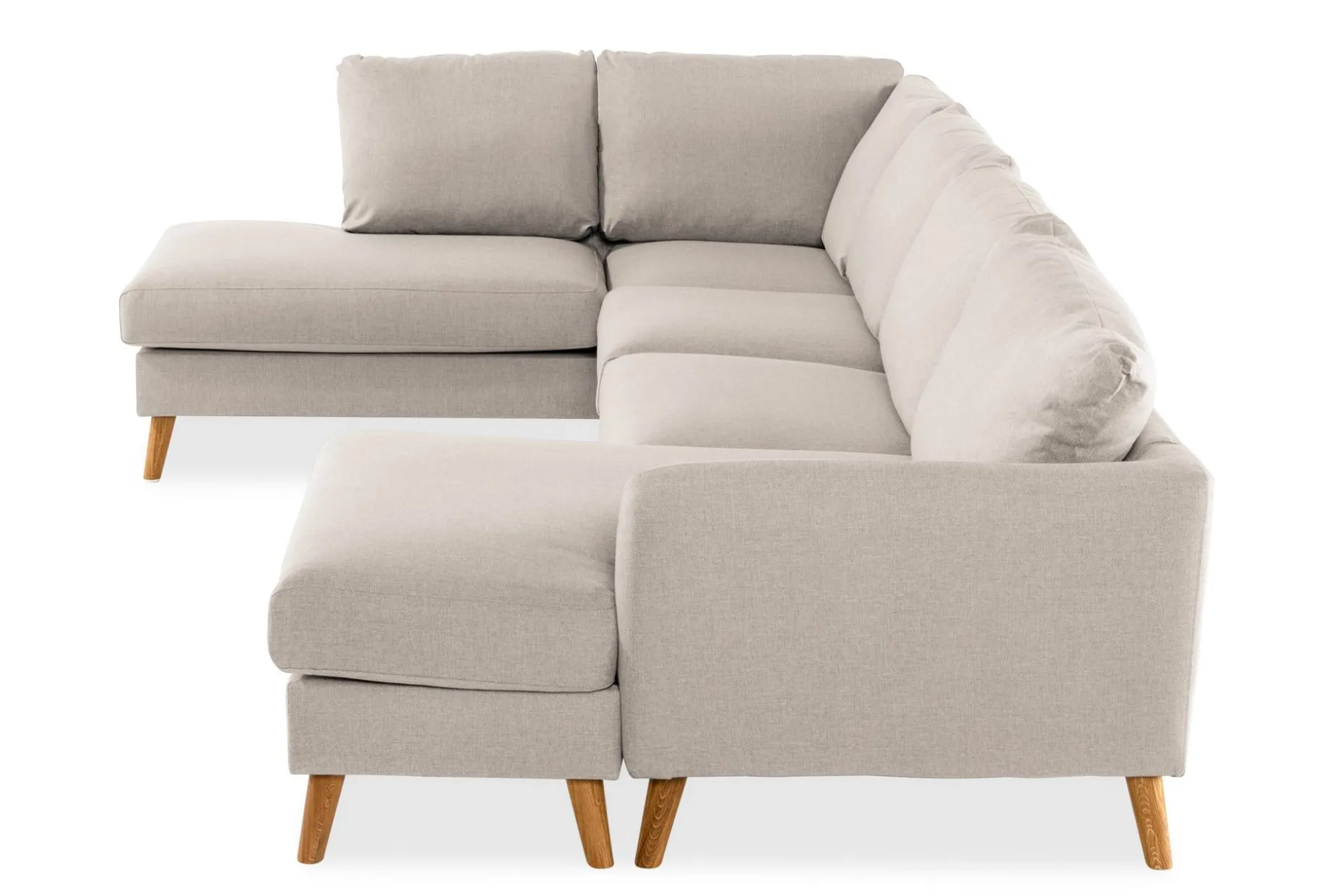 Trend 4-seters Venstrevendt U-formet Sofa med Divan og Sjeselong i Stoff