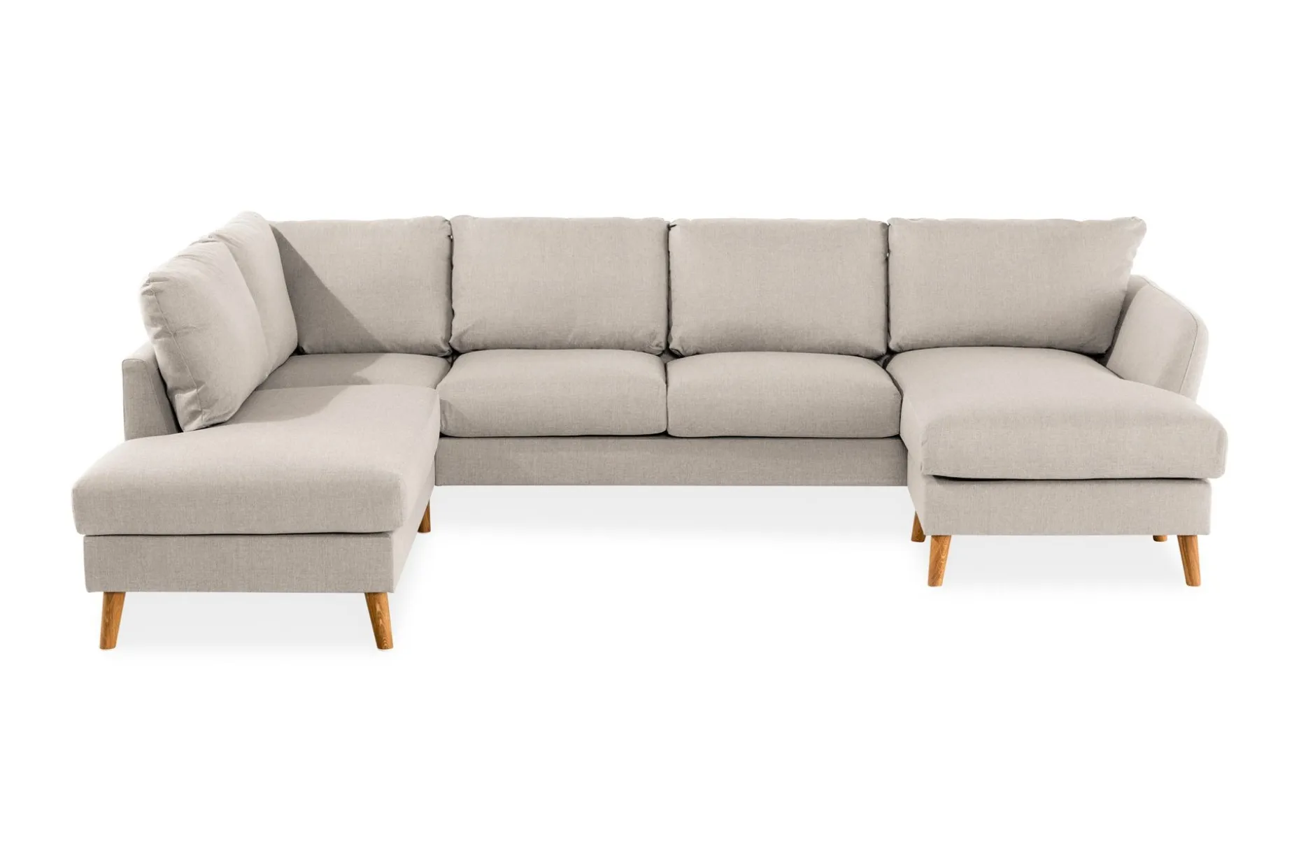 Trend 4-seters Venstrevendt U-formet Sofa med Divan og Sjeselong i Stoff