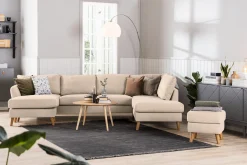 Trend 4-seters Venstrevendt U-formet Sofa med Divan og Sjeselong i Stoff