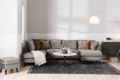 Trend 4-seters Venstrevendt U-formet Sofa med Divan og Sjeselong i Fløyel