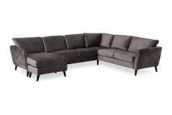 Trend 5-seters Venstrevendt U-formet Hjørnesofa med Divan i Fløyel