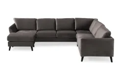 Trend 5-seters Venstrevendt U-formet Hjørnesofa med Divan i Fløyel
