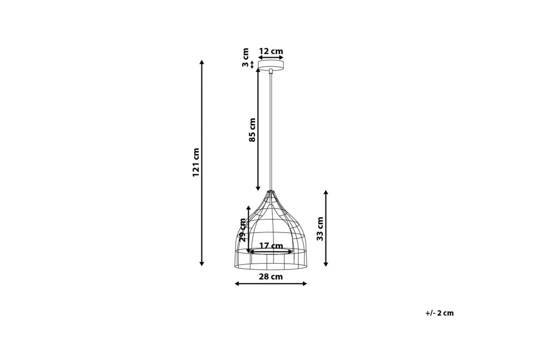 Tresa Taklampe 28 cm