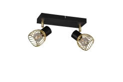 Trio Lighting Ardon Spotlight 2L E14 matt svart/ polert messing