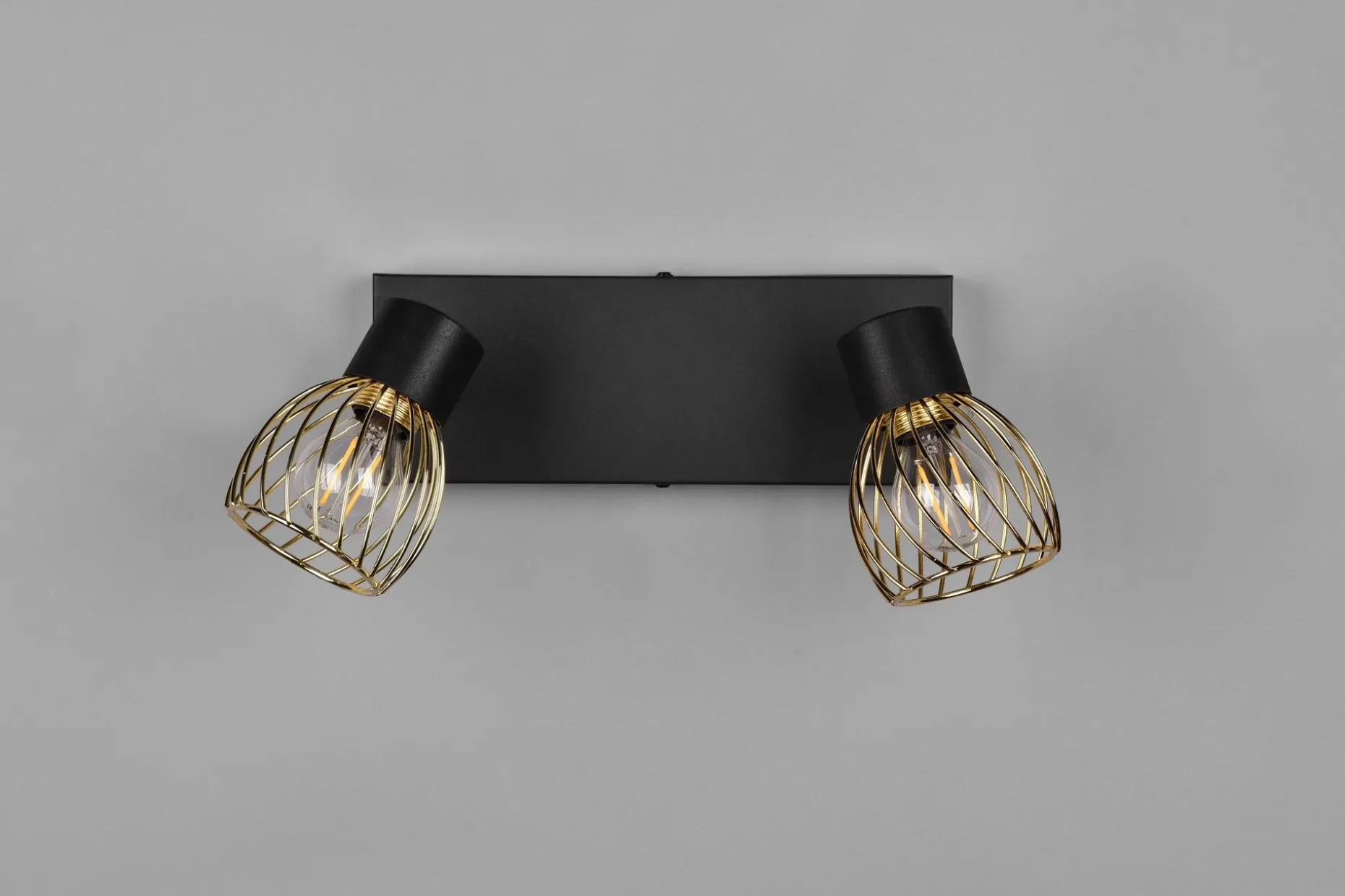 Trio Lighting Ardon Spotlight 2L E14 matt svart/ polert messing