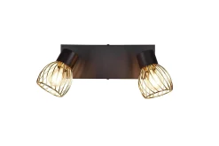 Trio Lighting Ardon Spotlight 2L E14 matt svart/ polert messing