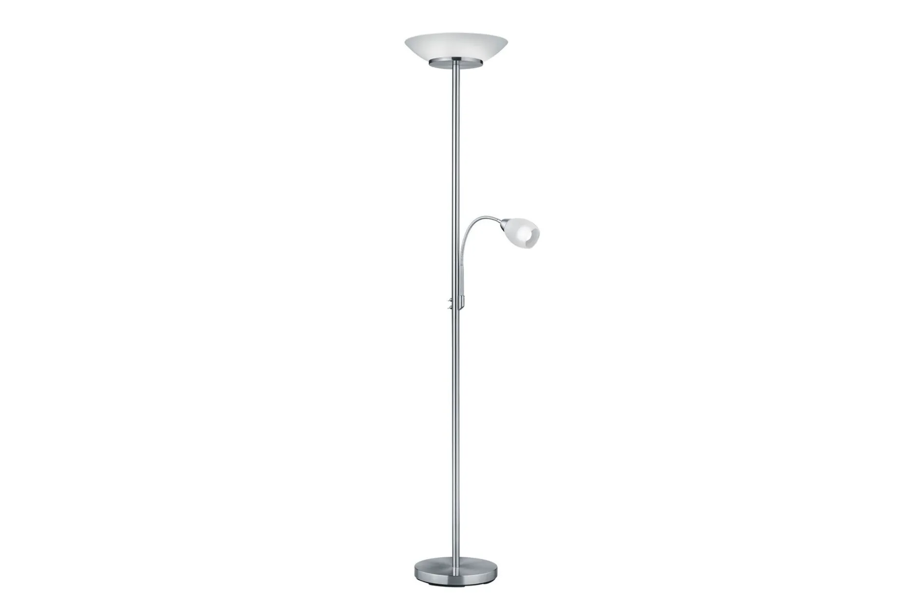 Trio Lighting Gerry gulvlampe E27+E14 børstet stål