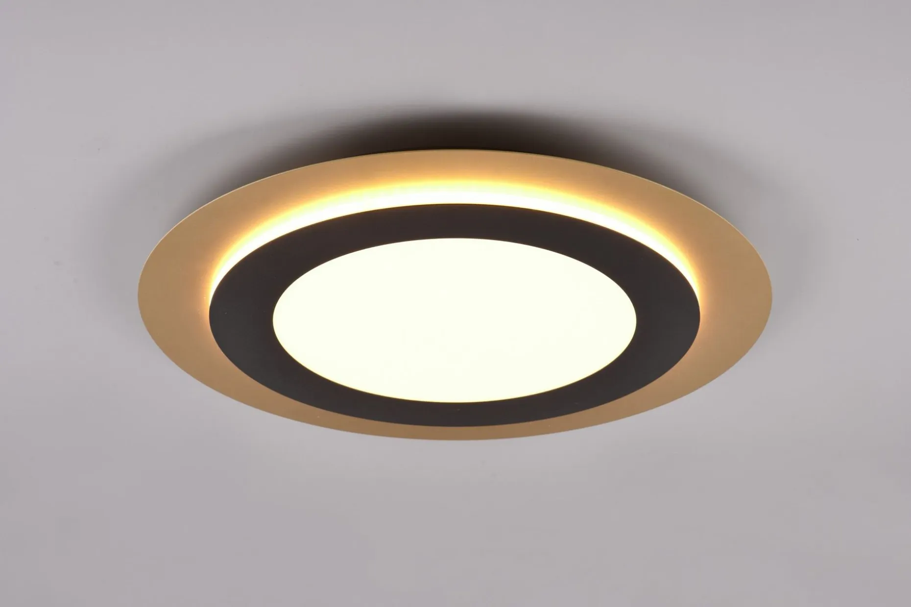 Trio Lighting Morgan LED plafond 45 cm matt svart/gull